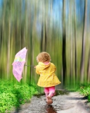 Child With Funny Pink Umbrella wallpaper 128x160