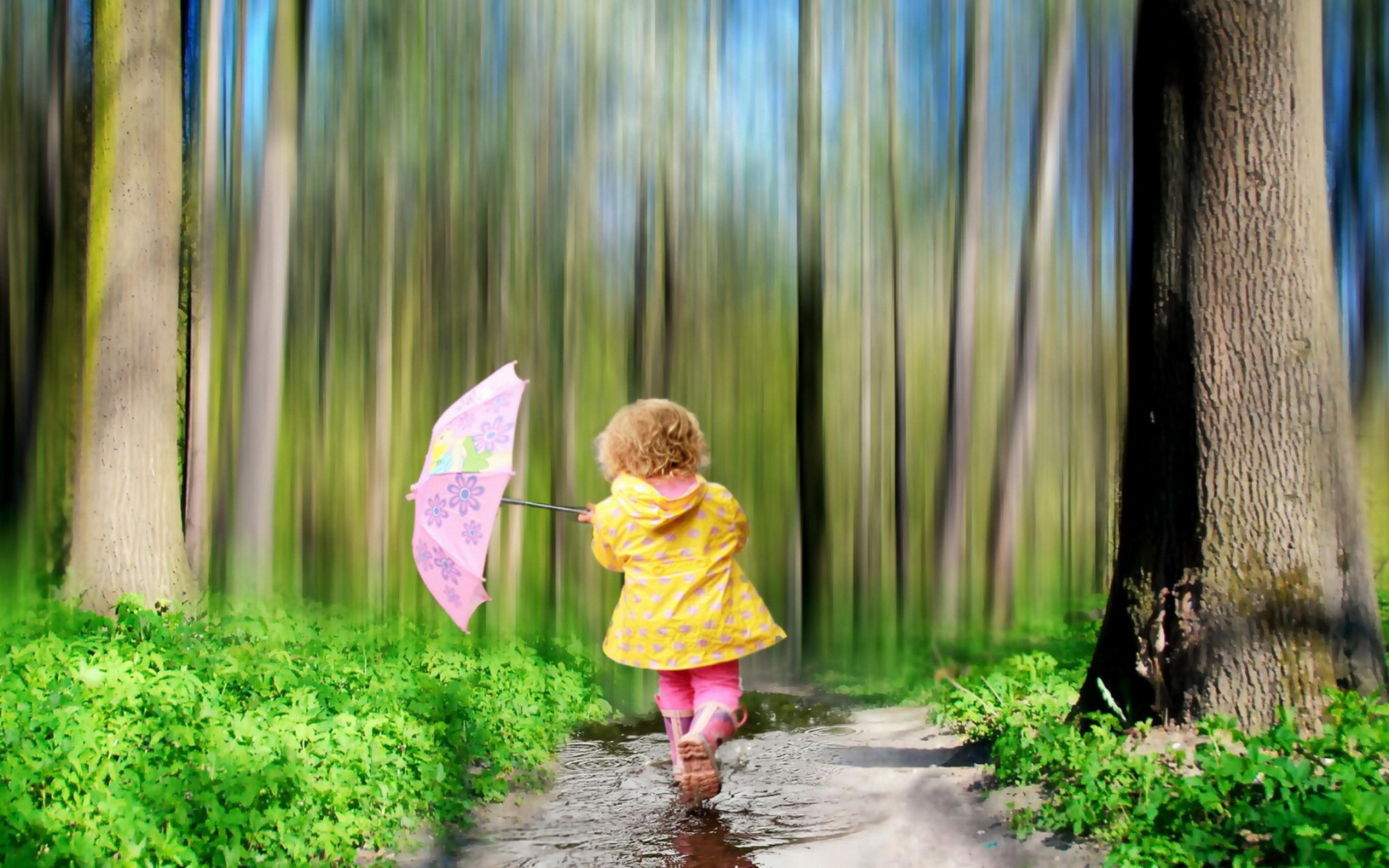 Sfondi Child With Funny Pink Umbrella 2560x1600