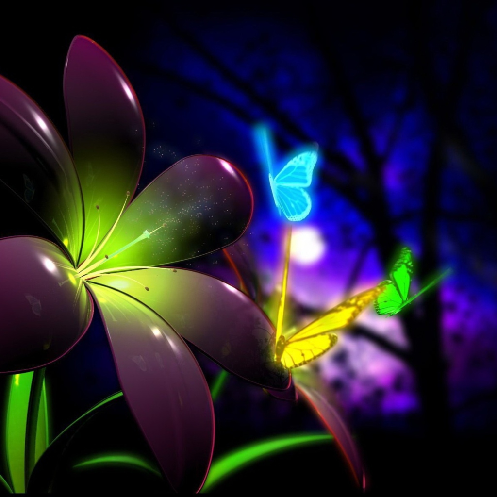 Fondo de pantalla Phosphorescent Butterflies 1024x1024