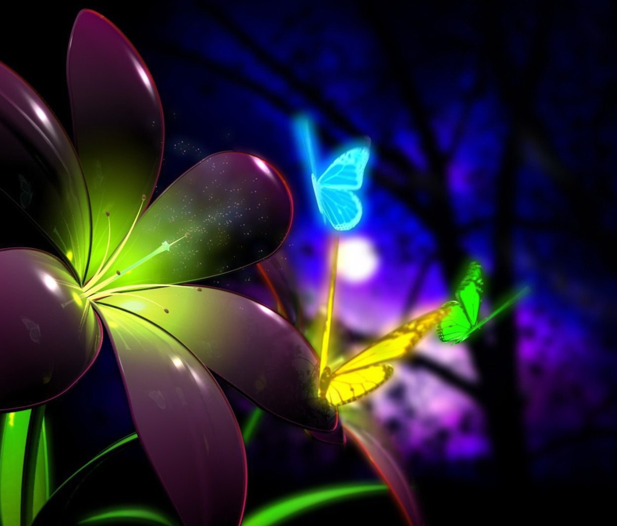 Fondo de pantalla Phosphorescent Butterflies 1200x1024
