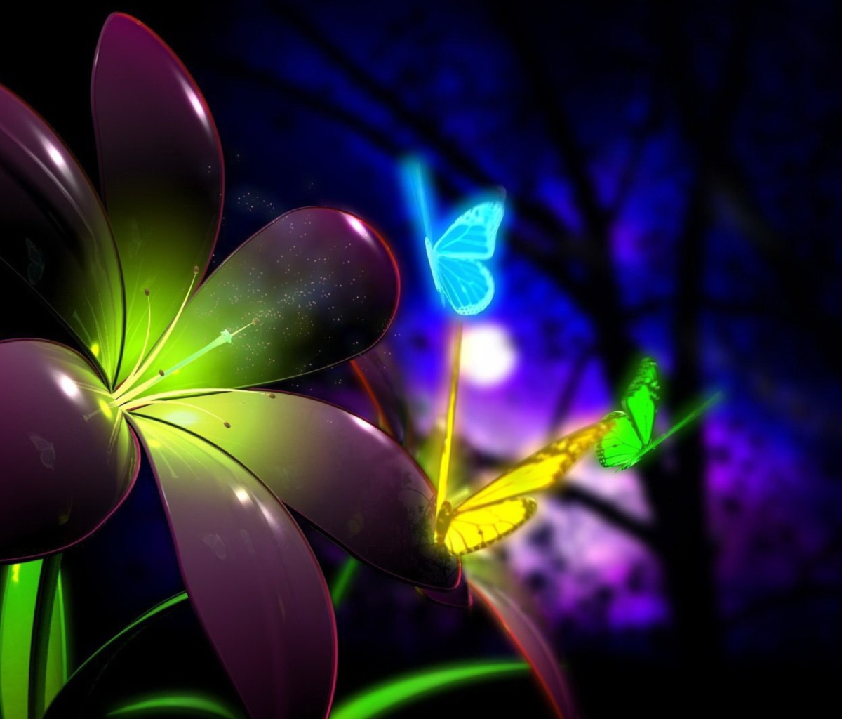 Phosphorescent Butterflies wallpaper 1200x1024