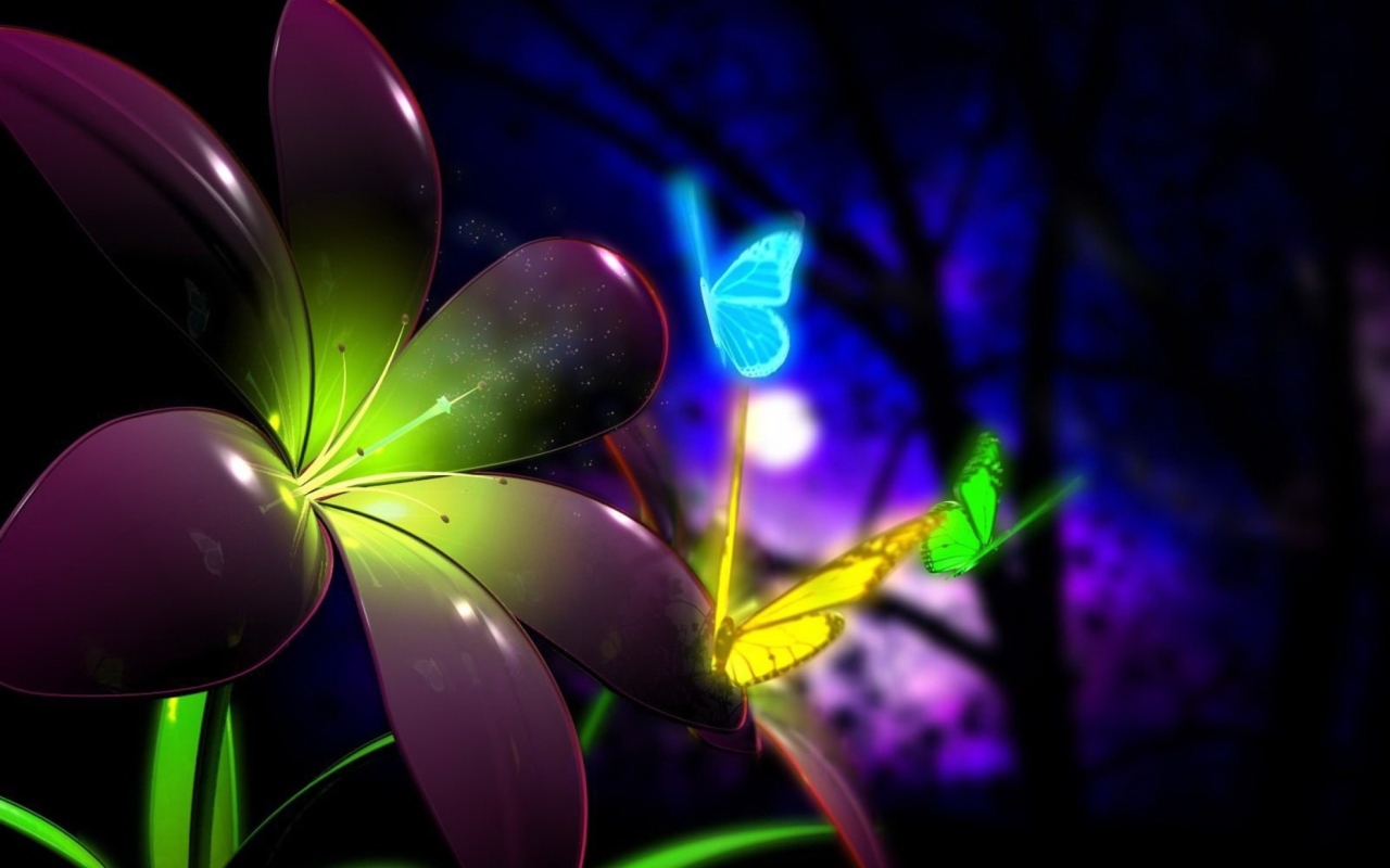 Phosphorescent Butterflies wallpaper 1280x800