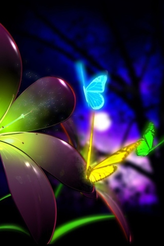 Screenshot №1 pro téma Phosphorescent Butterflies 320x480