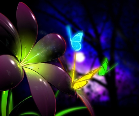 Screenshot №1 pro téma Phosphorescent Butterflies 480x400
