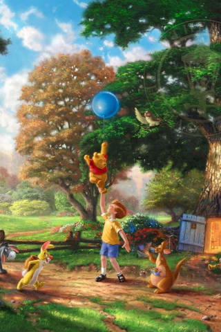 Das Thomas Kinkade, Winnie-The-Pooh Wallpaper 320x480