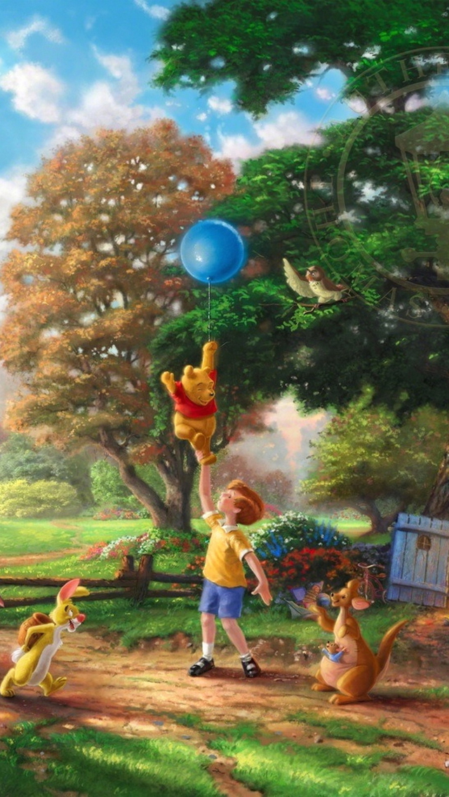 Thomas Kinkade, Winnie-The-Pooh wallpaper 640x1136