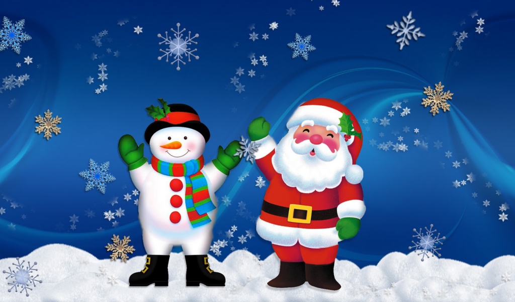 Fondo de pantalla Santa Clause And Snowman 1024x600