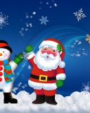 Das Santa Clause And Snowman Wallpaper 128x160
