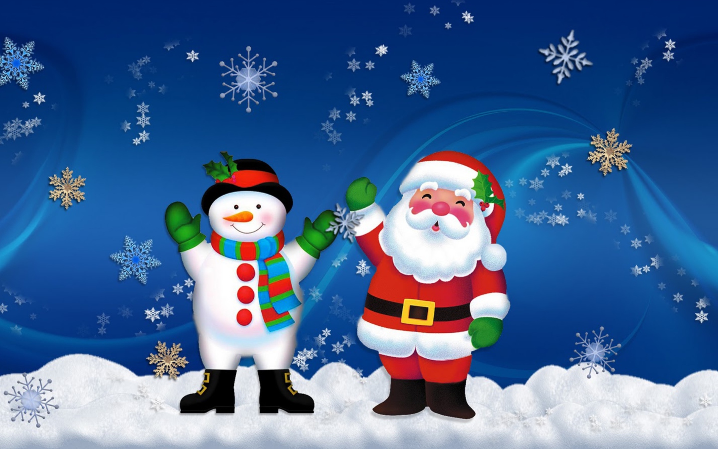 Santa Clause And Snowman screenshot #1 1440x900