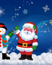 Das Santa Clause And Snowman Wallpaper 176x220