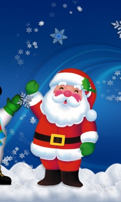 Das Santa Clause And Snowman Wallpaper 240x400