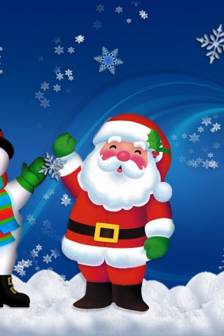 Santa Clause And Snowman wallpaper 320x480