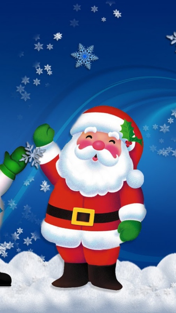 Santa Clause And Snowman wallpaper 360x640