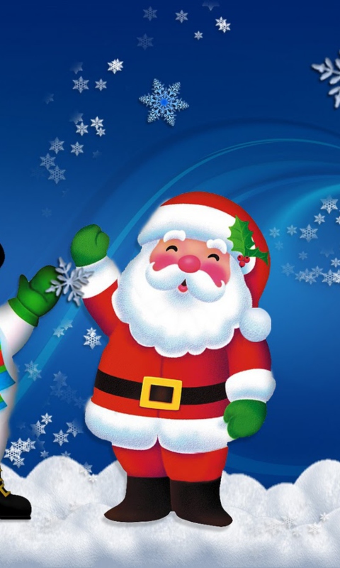 Das Santa Clause And Snowman Wallpaper 480x800