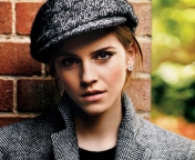 Emma Watson In Grey Cap And Coat wallpaper 176x144