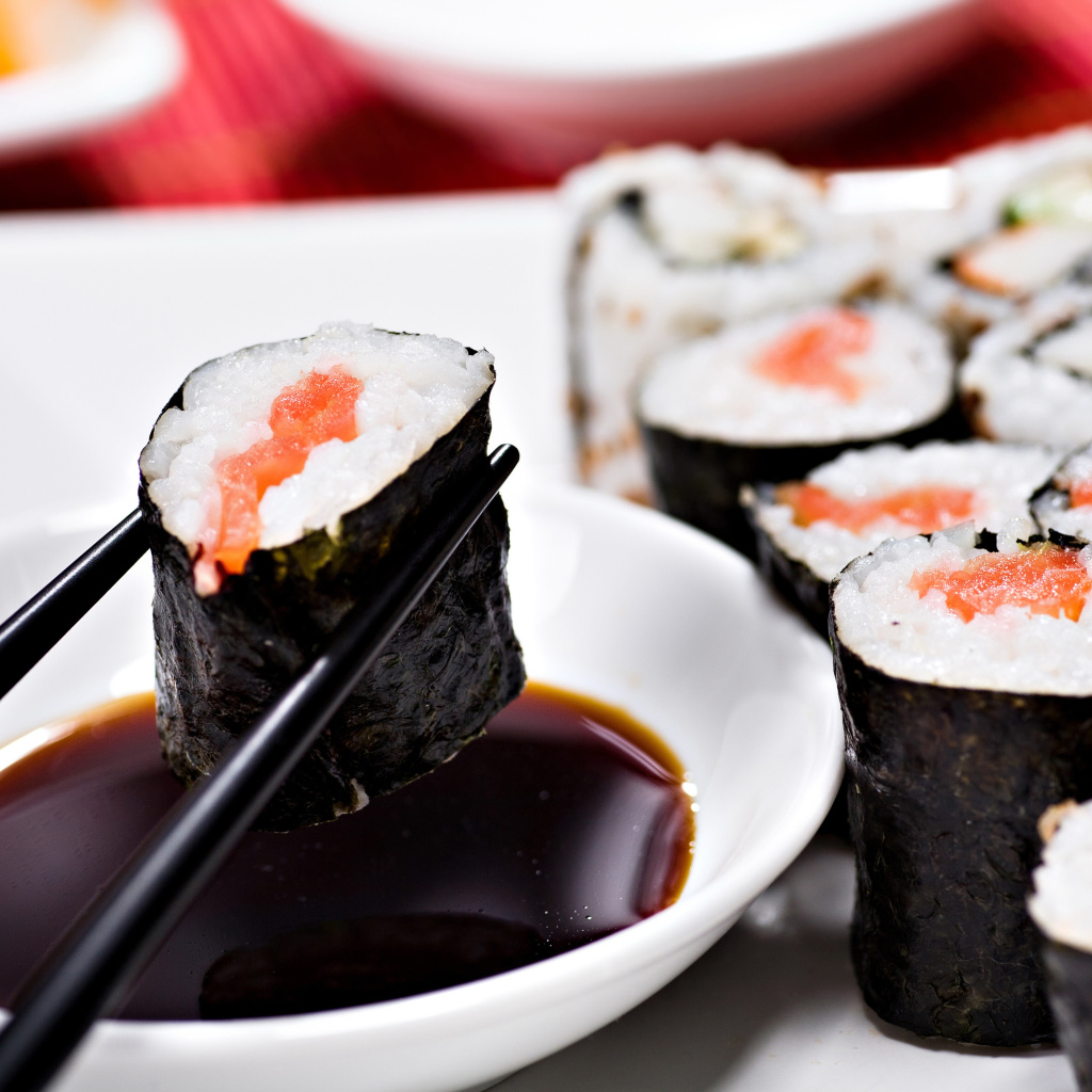 Sushi and Chopsticks wallpaper 1024x1024