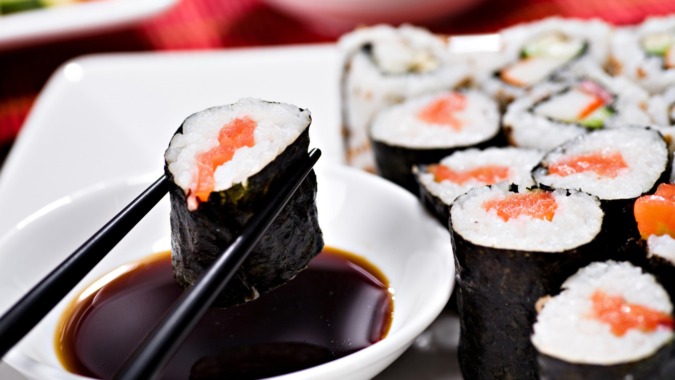 Das Sushi and Chopsticks Wallpaper 1366x768