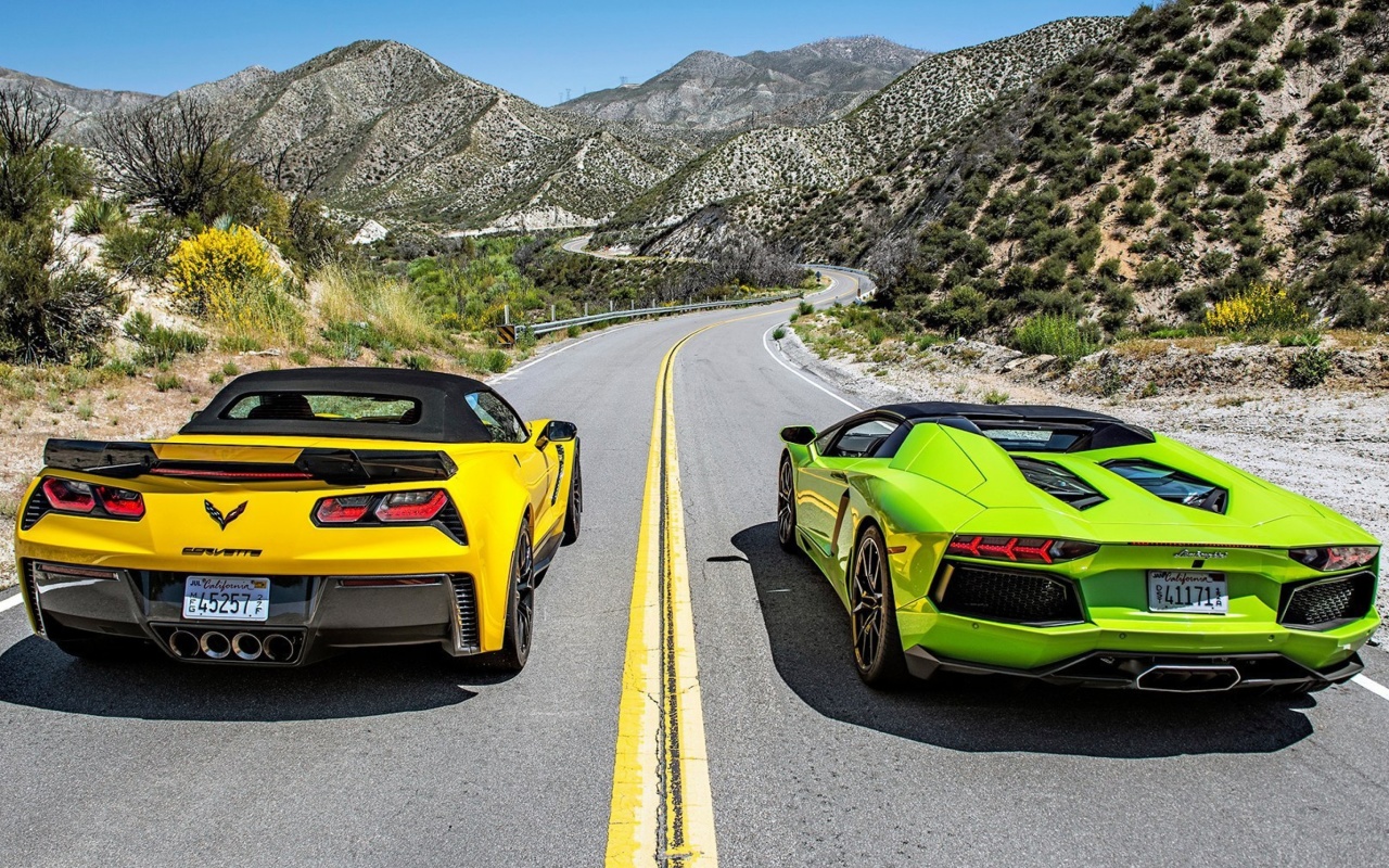 Screenshot №1 pro téma Chevrolet Corvette Stingray vs Lamborghini Aventador 1280x800