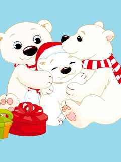 Polar Bears with Christmas Gifts wallpaper 240x320