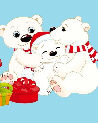 Polar Bears with Christmas Gifts Wallpaper for 240x320