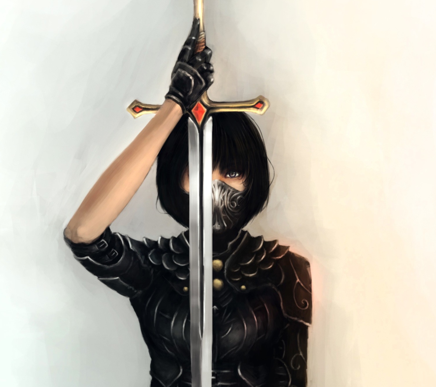 Fondo de pantalla Girl With Sword 1440x1280