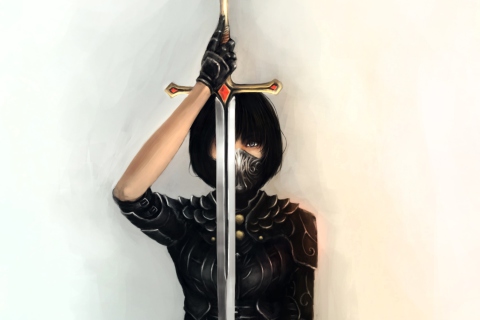 Das Girl With Sword Wallpaper 480x320