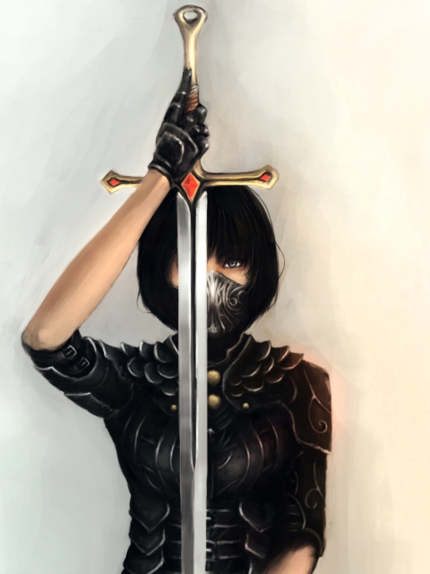Fondo de pantalla Girl With Sword 480x640