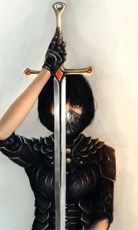 Das Girl With Sword Wallpaper 480x800