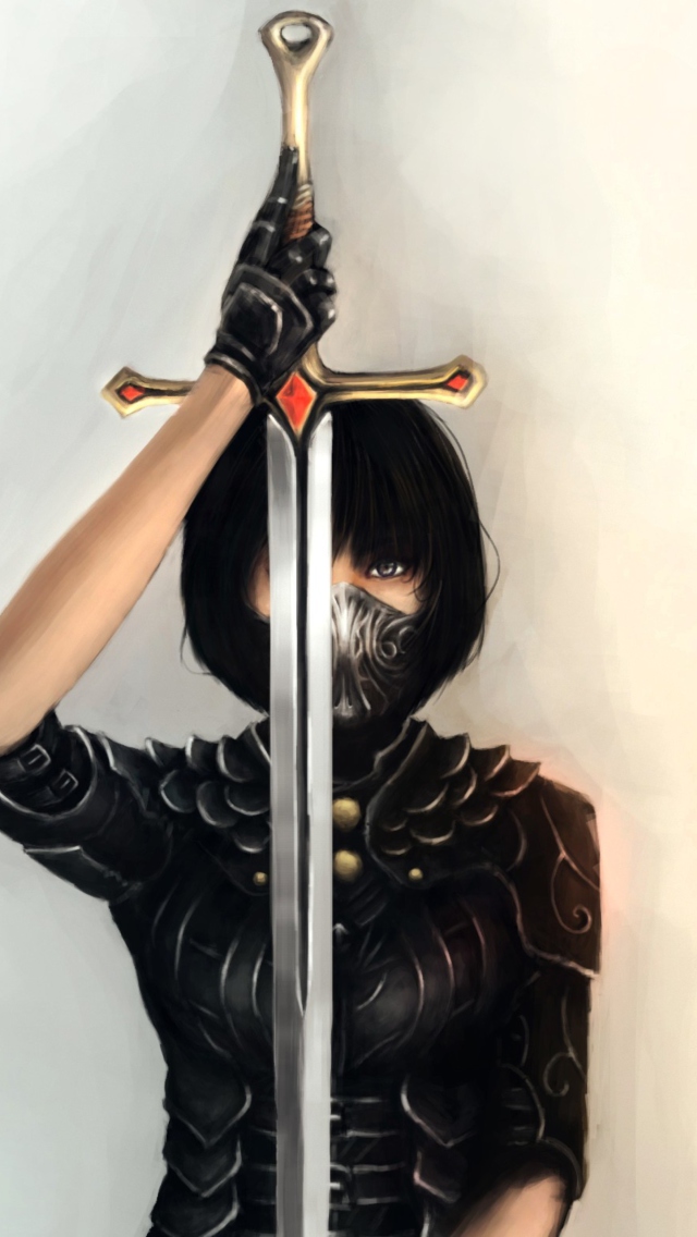 Das Girl With Sword Wallpaper 640x1136