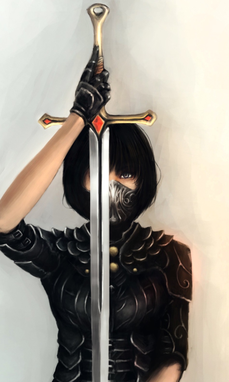 Обои Girl With Sword 768x1280