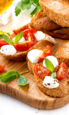 Sfondi Canape Bruschetta, Mozzarella, Tomatoes 240x400