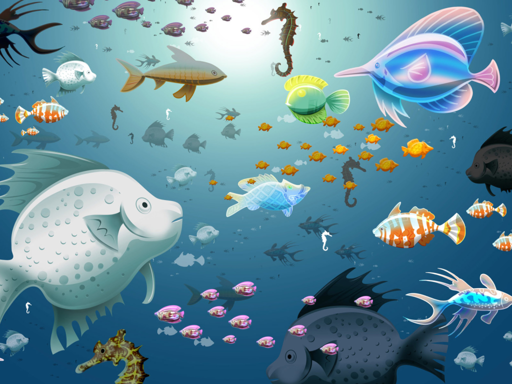 Das Virtual Fish Tank Aquarium Wallpaper 1024x768