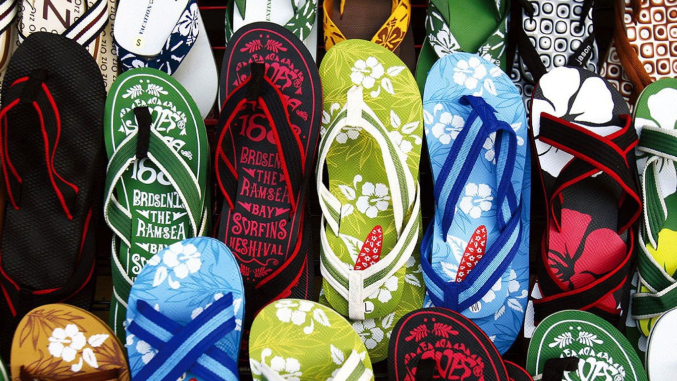 Colorful Flip Flops wallpaper 1366x768