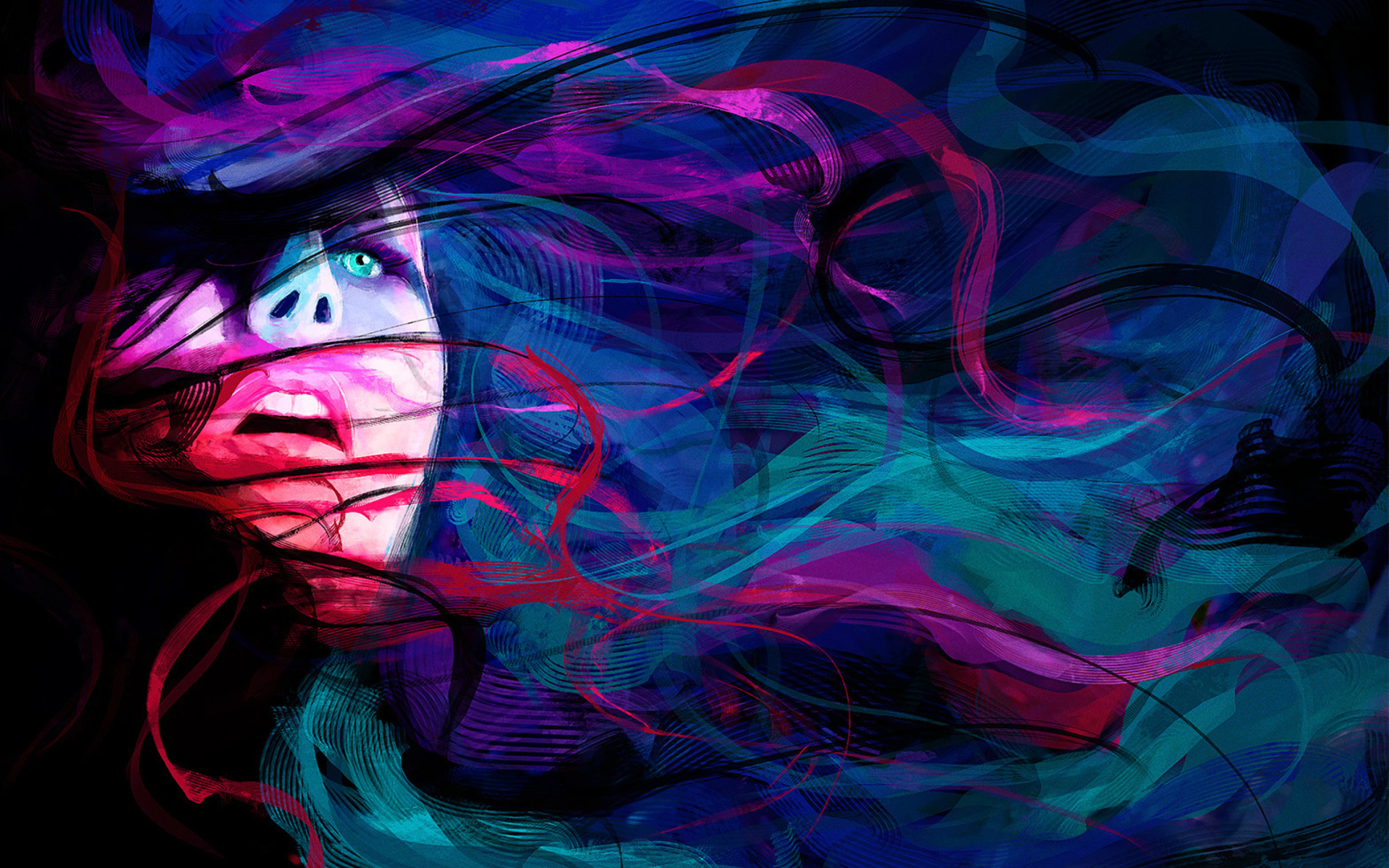 Girl Face Creative Abstraction wallpaper 1920x1200