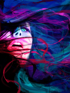 Обои Girl Face Creative Abstraction 240x320