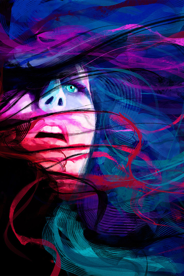 Das Girl Face Creative Abstraction Wallpaper 640x960