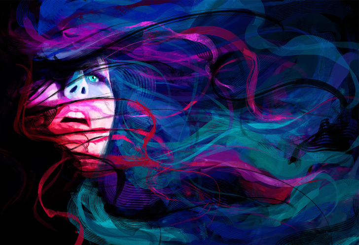 Обои Girl Face Creative Abstraction