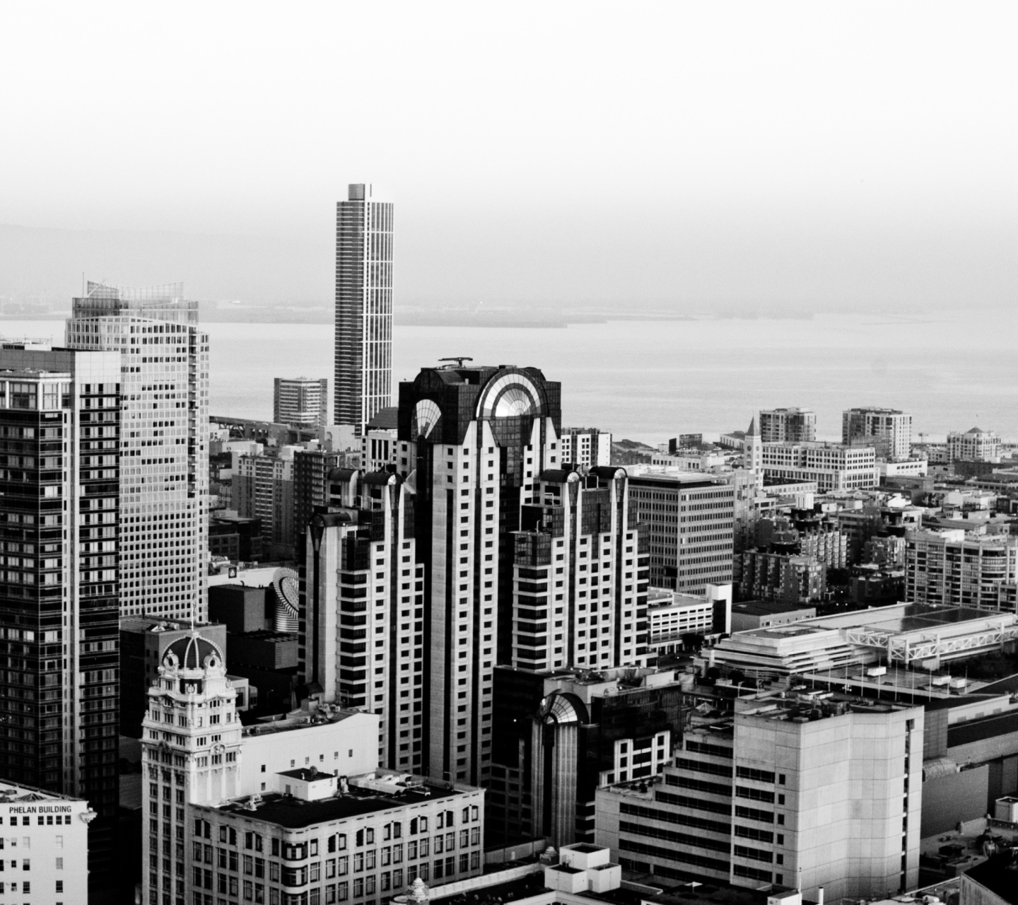 Black And White City On Coast wallpaper 1440x1280