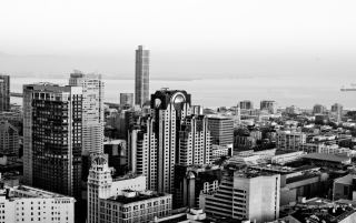 Black And White City On Coast Background for Android, iPhone and iPad
