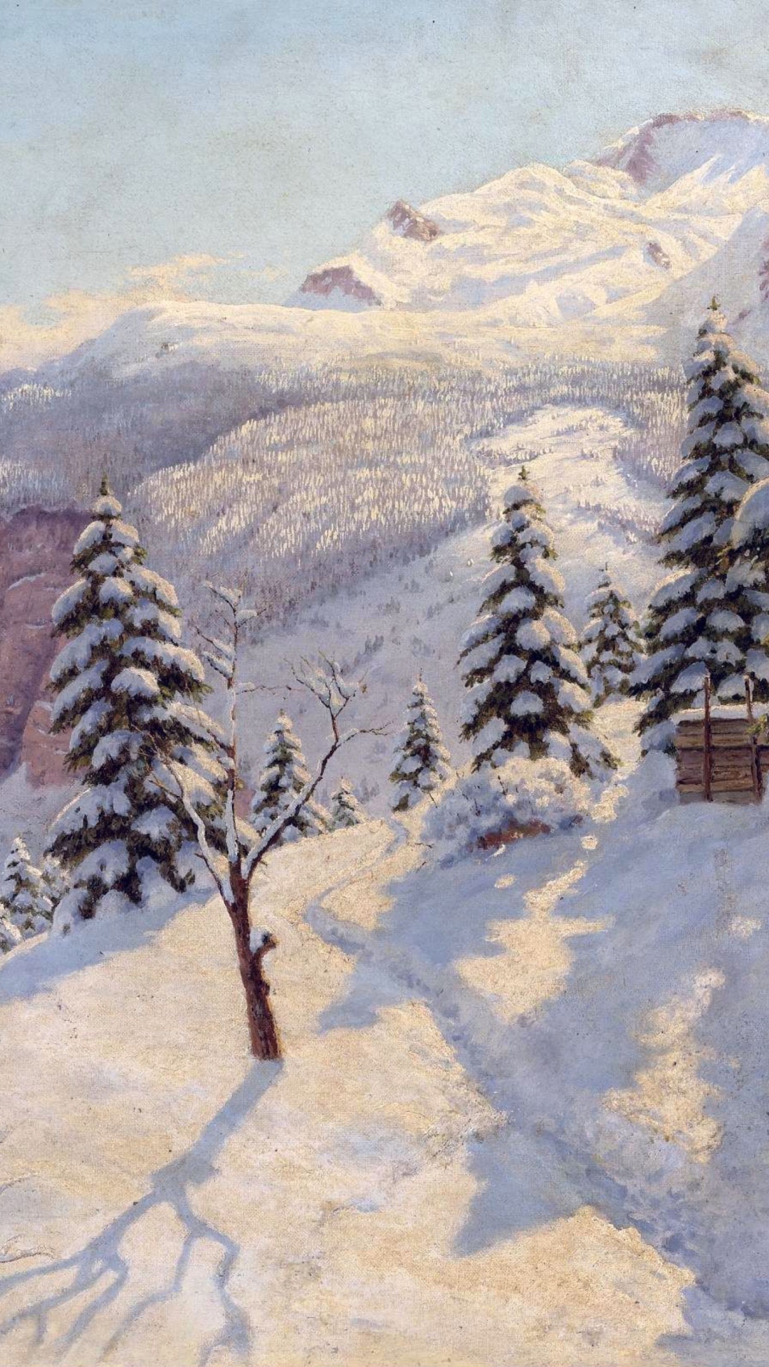 Обои Beautiful Winter In Boris Bessonov Painting 1080x1920
