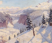 Beautiful Winter In Boris Bessonov Painting wallpaper 176x144