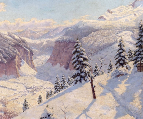 Beautiful Winter In Boris Bessonov Painting wallpaper 480x400