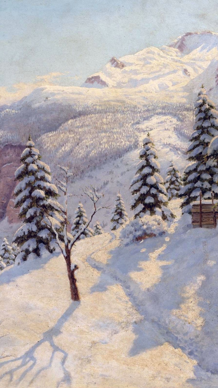 Das Beautiful Winter In Boris Bessonov Painting Wallpaper 750x1334