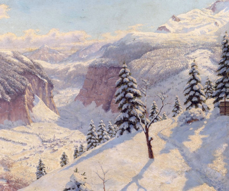 Beautiful Winter In Boris Bessonov Painting screenshot #1 960x800