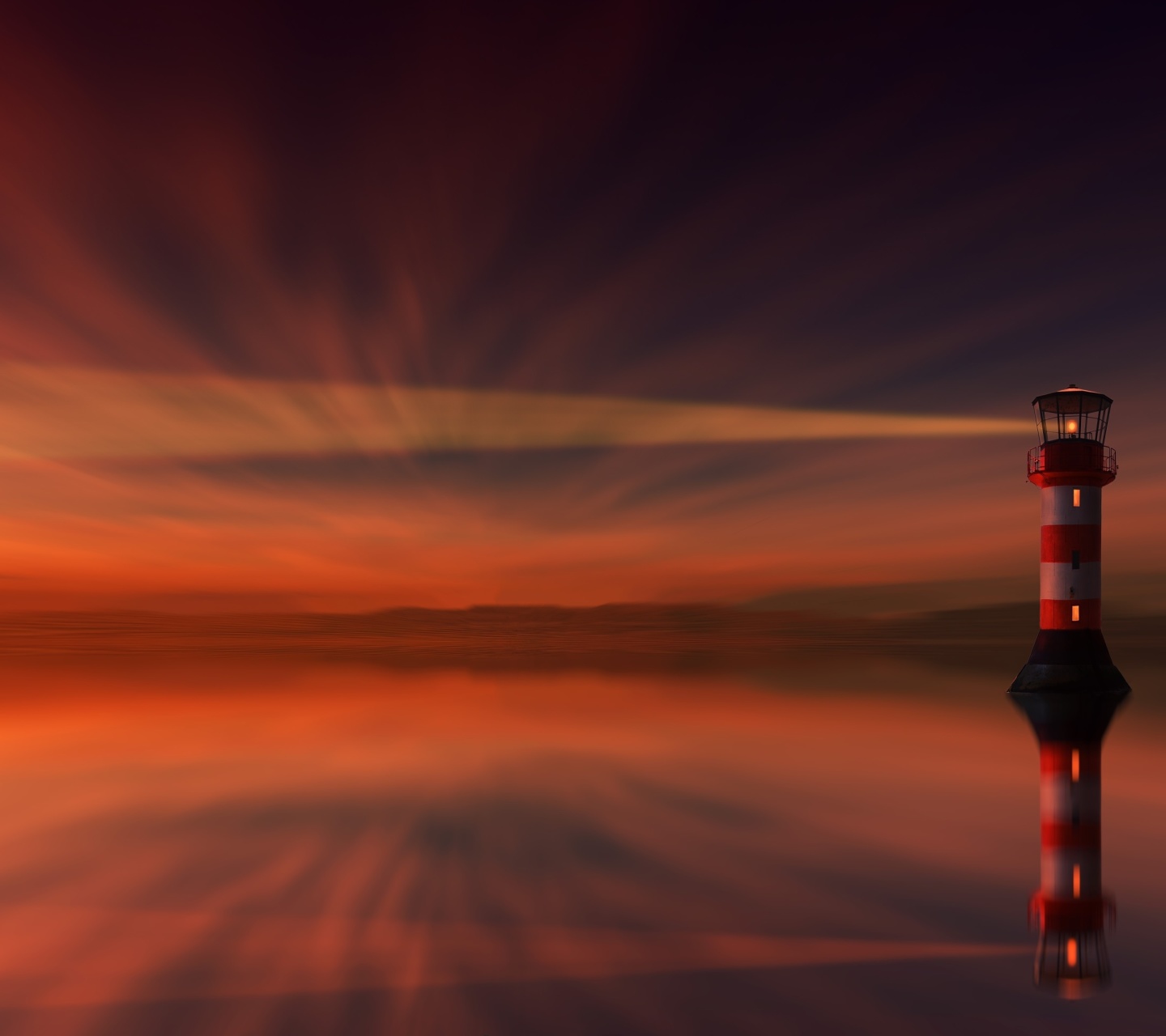 Обои Lighthouse and evening dusk 1440x1280