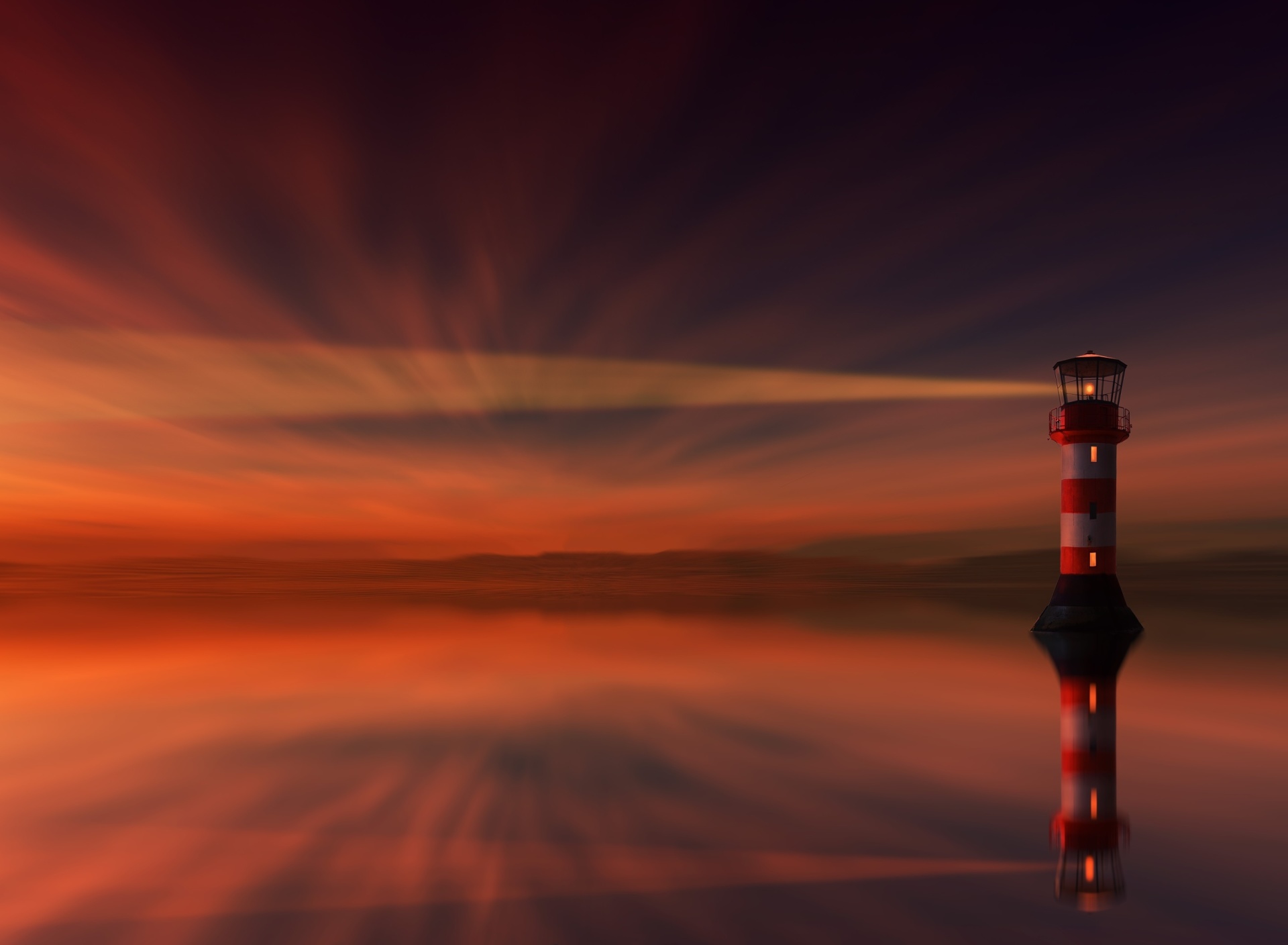 Обои Lighthouse and evening dusk 1920x1408