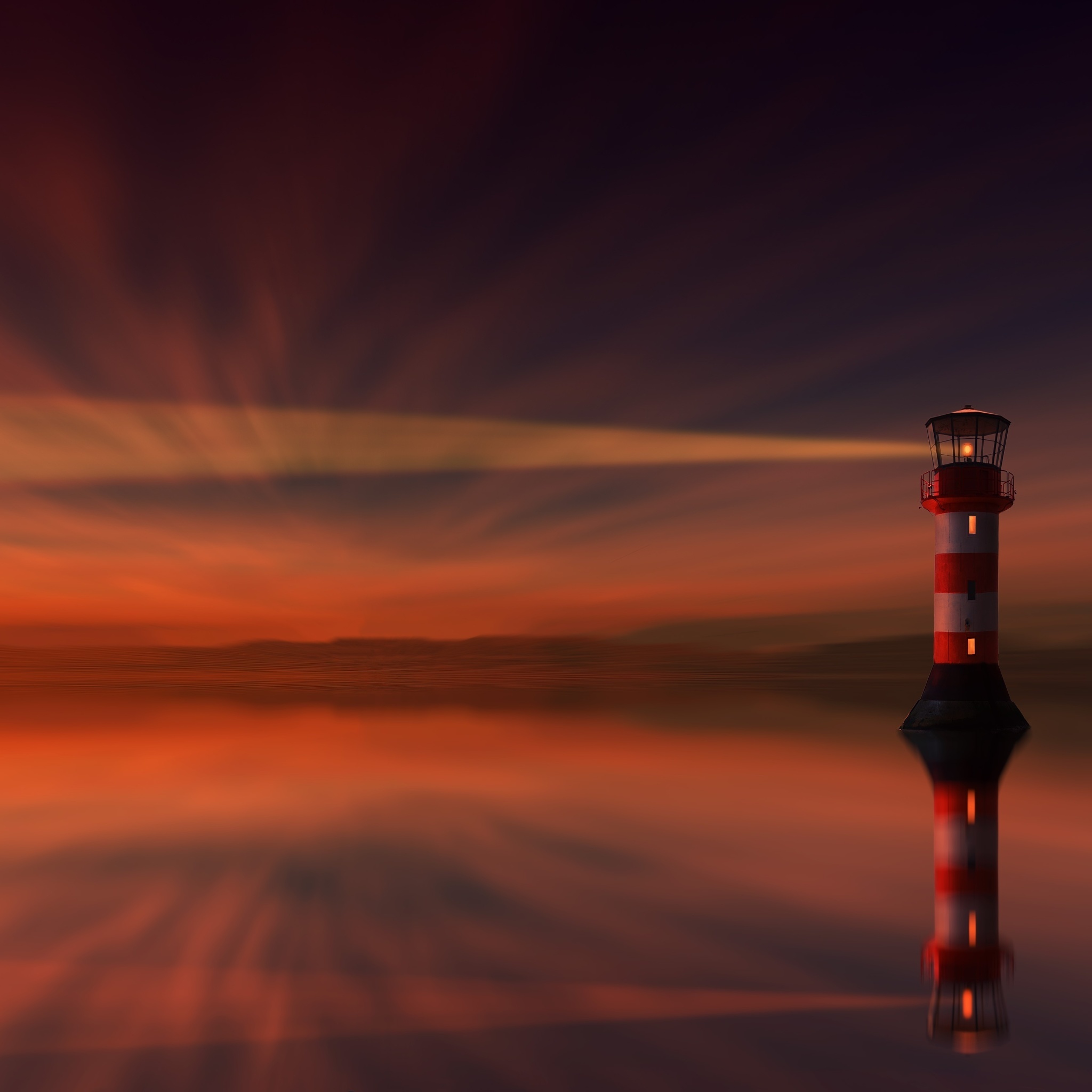 Das Lighthouse and evening dusk Wallpaper 2048x2048