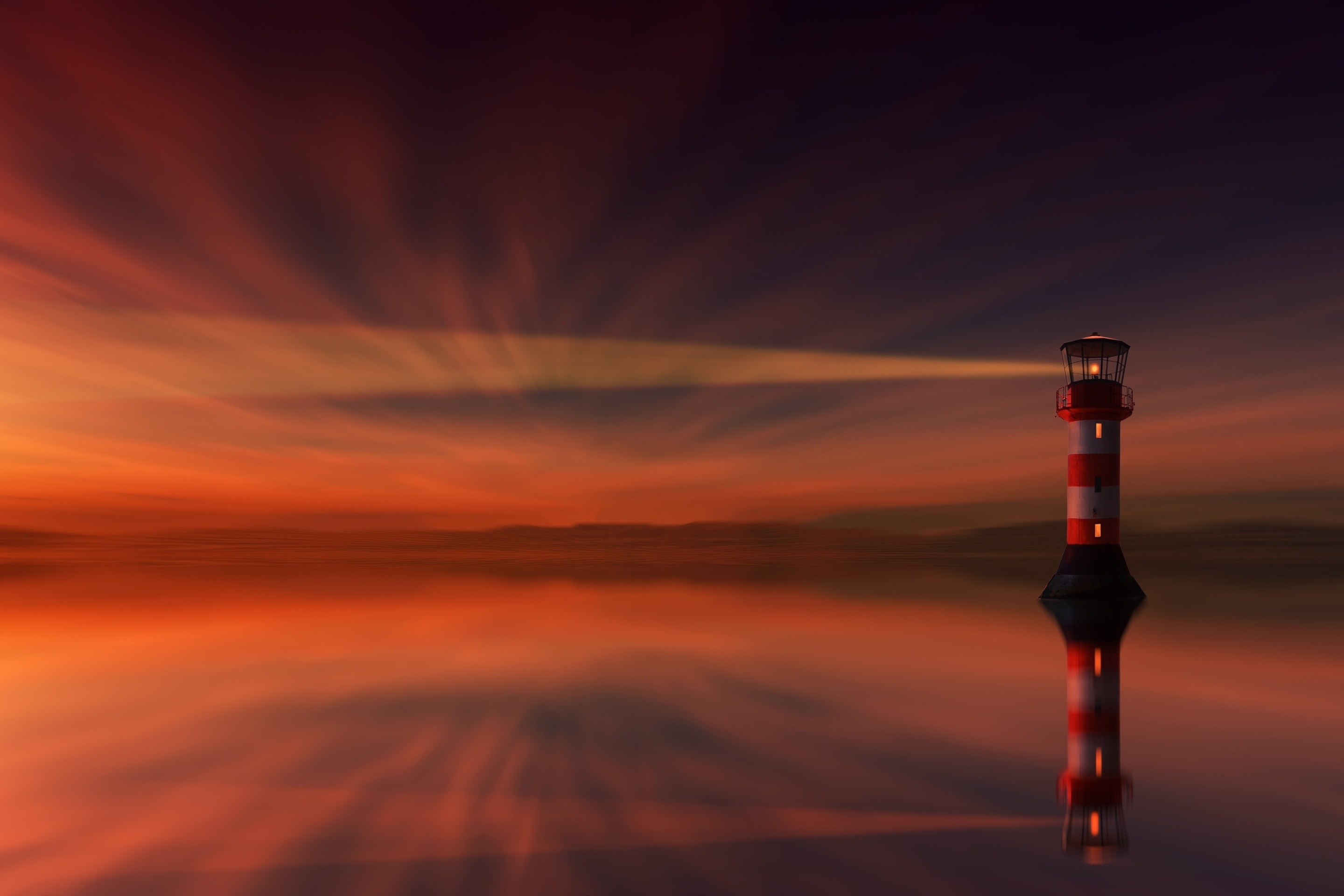Lighthouse and evening dusk wallpaper 2880x1920
