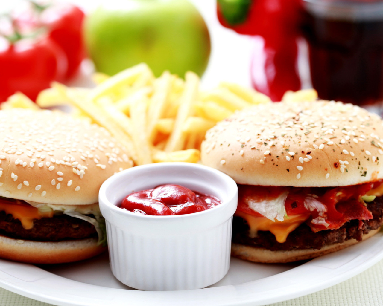 Fondo de pantalla Burgers with Barbecue sauce 1280x1024