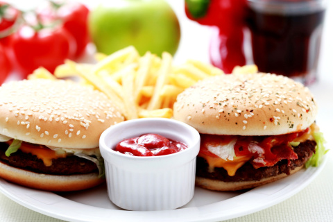 Burgers with Barbecue sauce wallpaper 480x320
